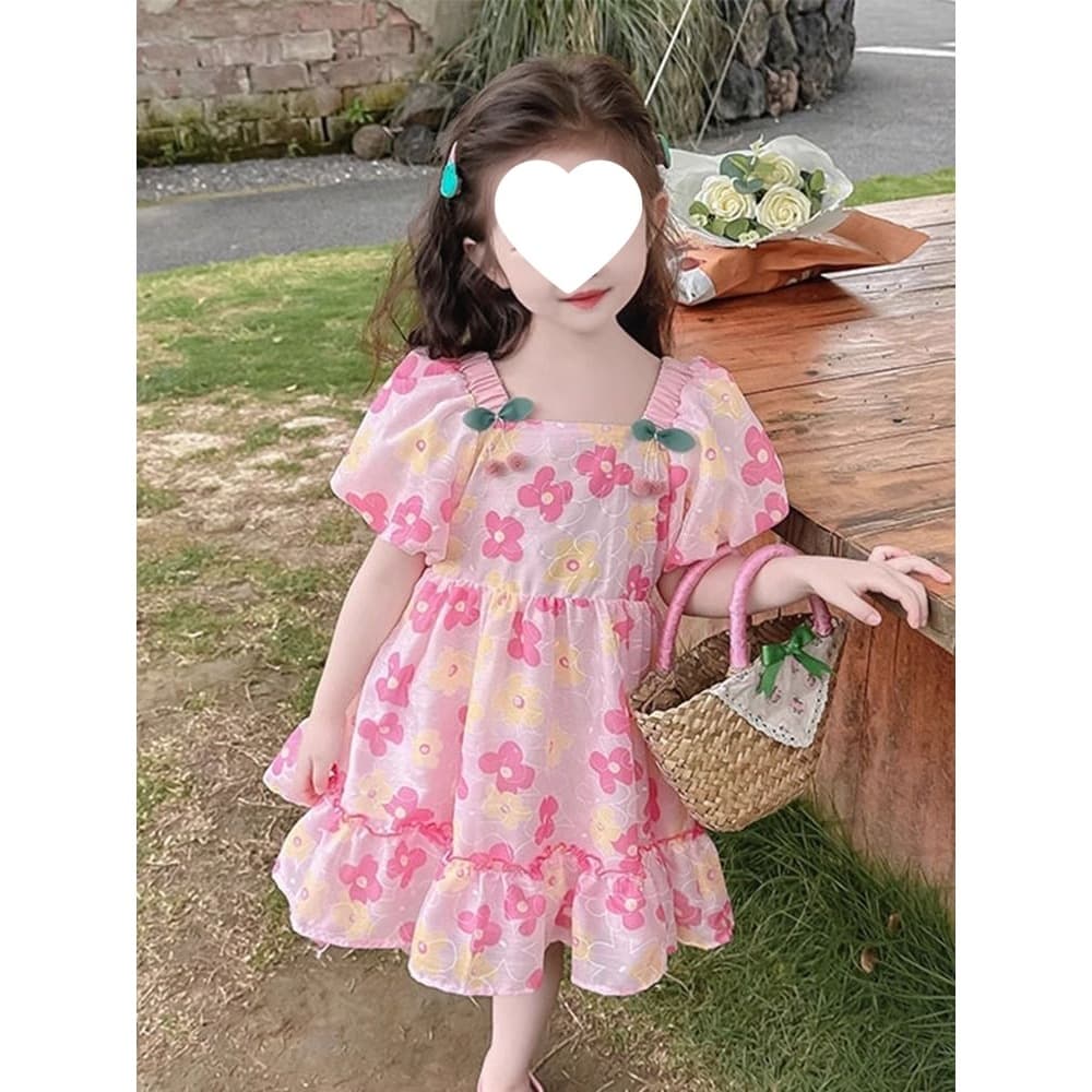 New Girls Dress Children's Summer High-End Thin Style Adorable Baby Dress