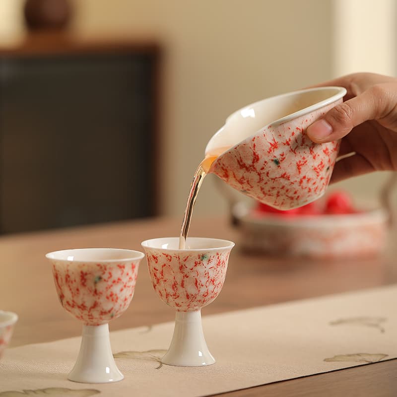 ✅ Turquoise red ceramic tea cup, pair cup, home tea tasting cup, Chinese personal cup, master cup, Kung Fu tea set