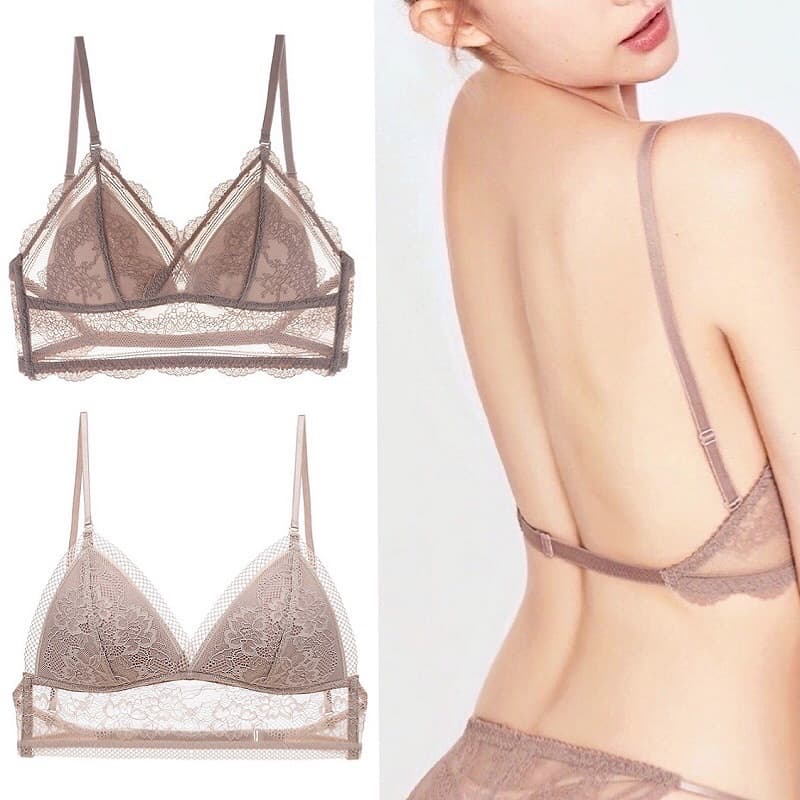 French U-Shape Backless Bra for Women, Wire-Free Thin Cup, Invisible Lace Triangle Cup Bra, Summer Comfort