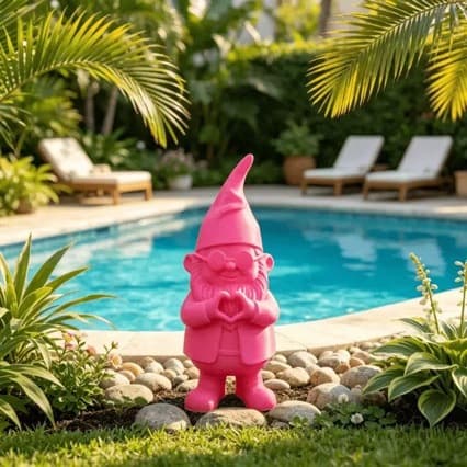 Cross-Border Hit Product: Pink Heart-Shaped Garden Gnome Statue, a Playful Dwarf Figurine Wearing Stylish Sunglasses