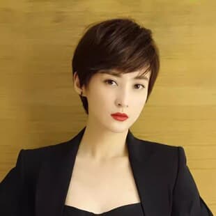 Short Hair Women's Wig Neutral Handsome Youthful Style Fashionable Natural Fluffy Curly Chopped Bangs Real Hair Wig