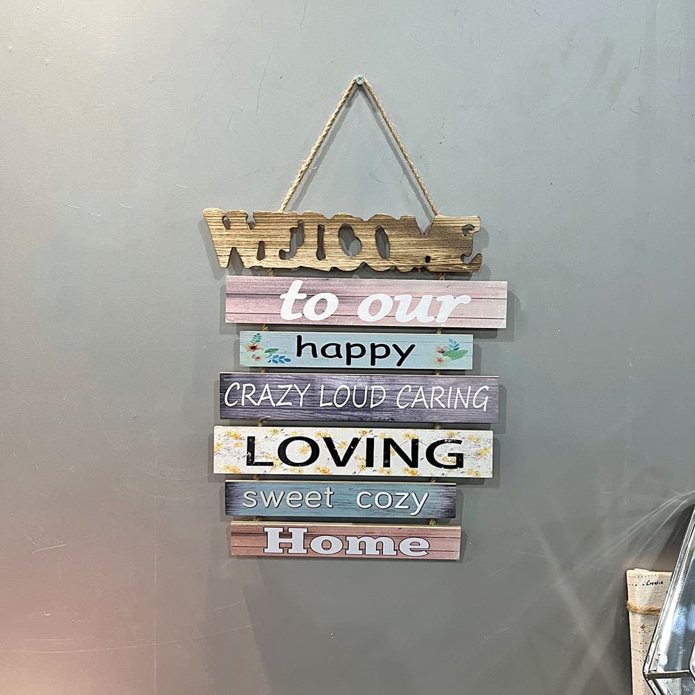 American Style Wooden Decorative Hanging Sign for Living Room Bathroom Wall Decor Welcome Wooden Plaque Wall Hanging Cross-border