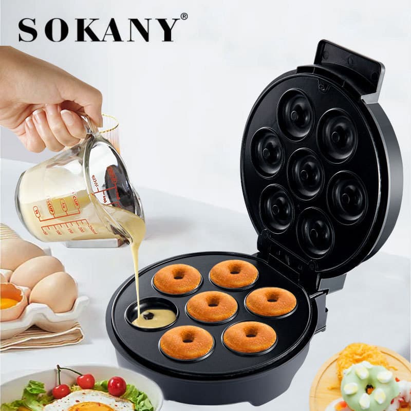 Cross-border Donut Maker Breakfast Dessert Machine 110V Kitchen Appliance Home 7-Hole Cake Round