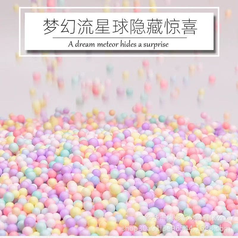 DIY colored foam balls, granules, boba balls, filler gift boxes, macaron filling, and wholesale colored foam.