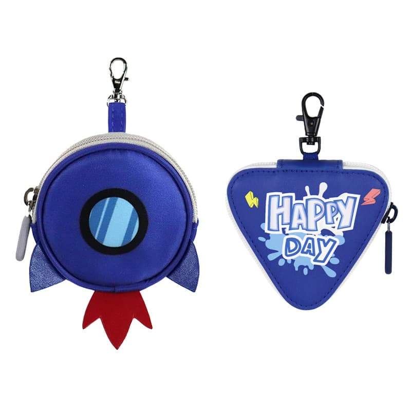 PU cartoon special-shaped coin purse custom logo hat embroidery coin key headphone bag children's triangle small bag