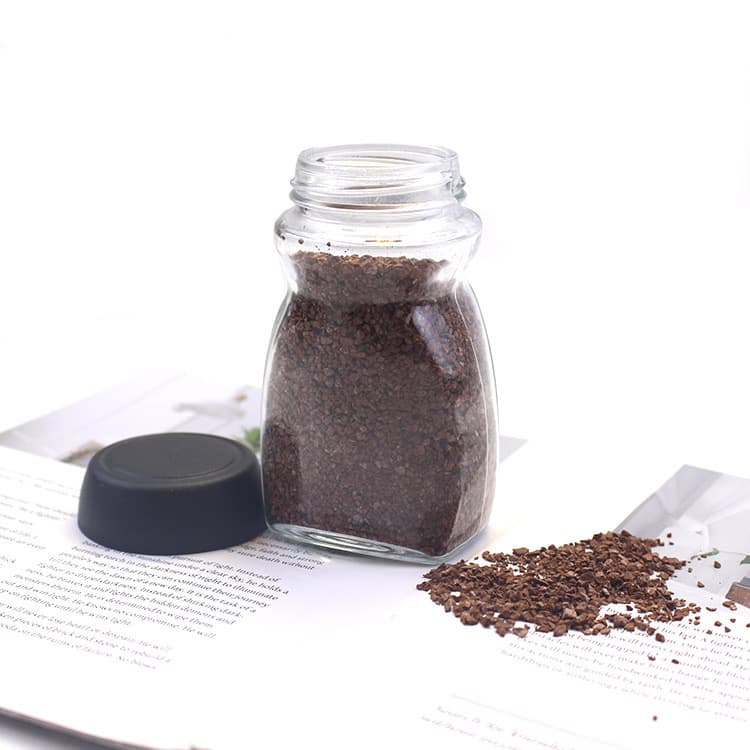 Manufacturer Coffee Canister Storage Jar Candy Jar Black Lid Clear Glass Jar Square Coffee Canister Black Lid