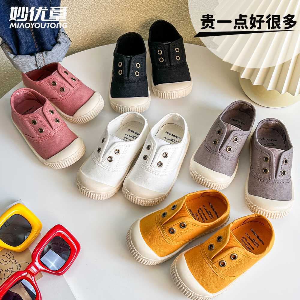 New children's soft-soled canvas shoes, boys' and girls' kindergarten white shoes, indoor shoes, soft-soled baby shoes