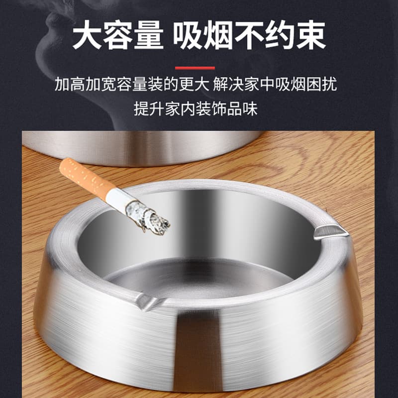 Stainless Steel Ashtray, Creative for Home and Commercial Use, Thickened for Living Room, Office, Restaurant, Internet Cafe, Windproof and Anti-fall