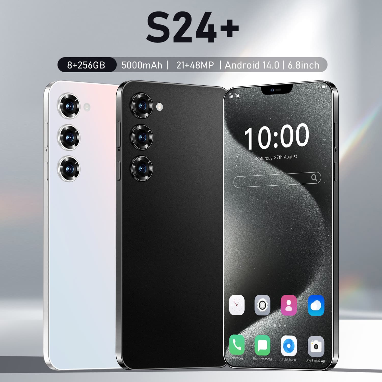 New Cross-Border S24+ Smartphone 8+256G Android 4G Smartphone Factory Source, AliExpress Dropshipping Available