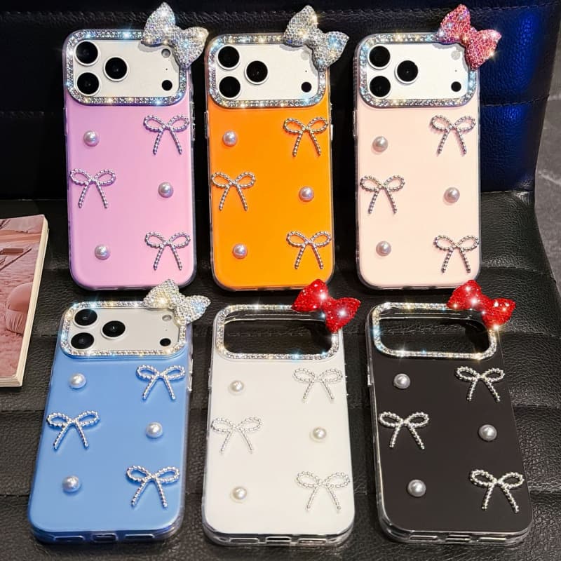 Star diamond skin-feeling dopamine suitable for iPhone18 mobile phone case DIY bow Apple 17promax protective cover