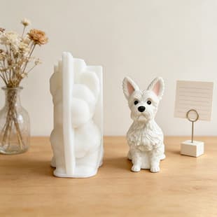 Standing Ear West Highland White Terrier Plaster Doll Mold DIY Puppy Scented Candle Aromatherapy Stone Ornament Silicone Mold