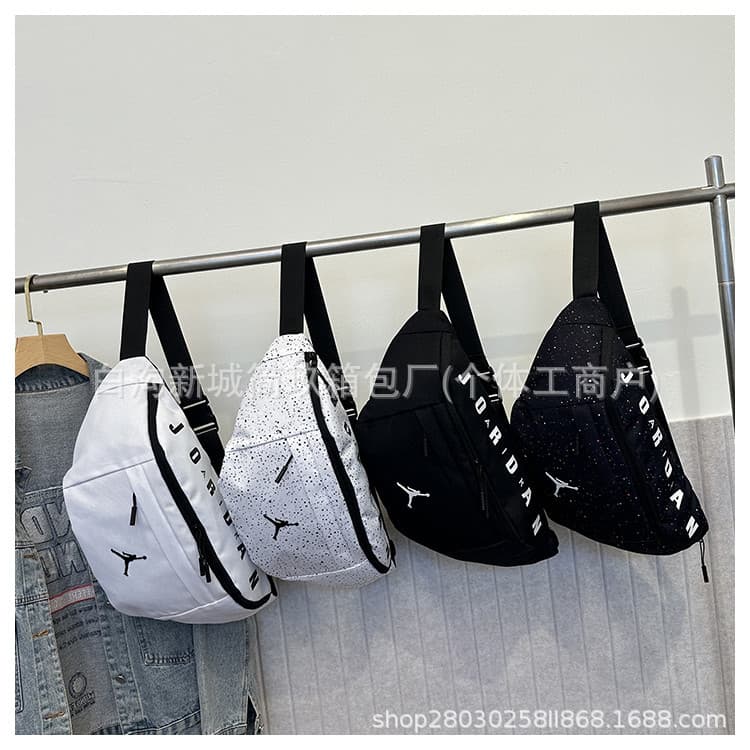 Cross-border trendy brand canvas sports waist bag shoulder crossbody bag men's travel shoulder bag mobile phone bag women's chest bag fitness bag