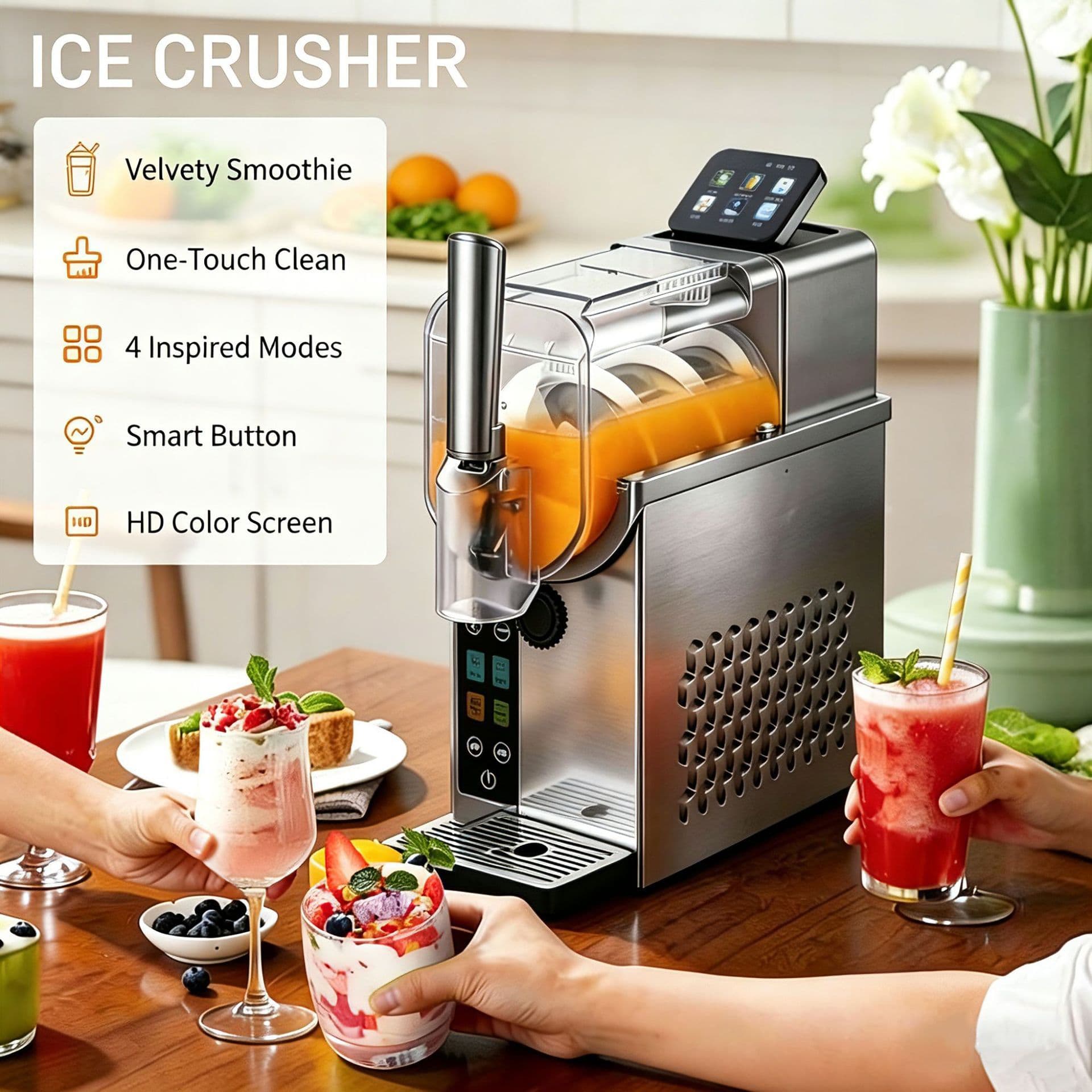 Cross-border Small Automatic Multi-functional Ice Cream Machine, Cold Drink Machine with Self-cleaning, Smoothie Machine, Soft Serve Machine, Snow Melting Machine