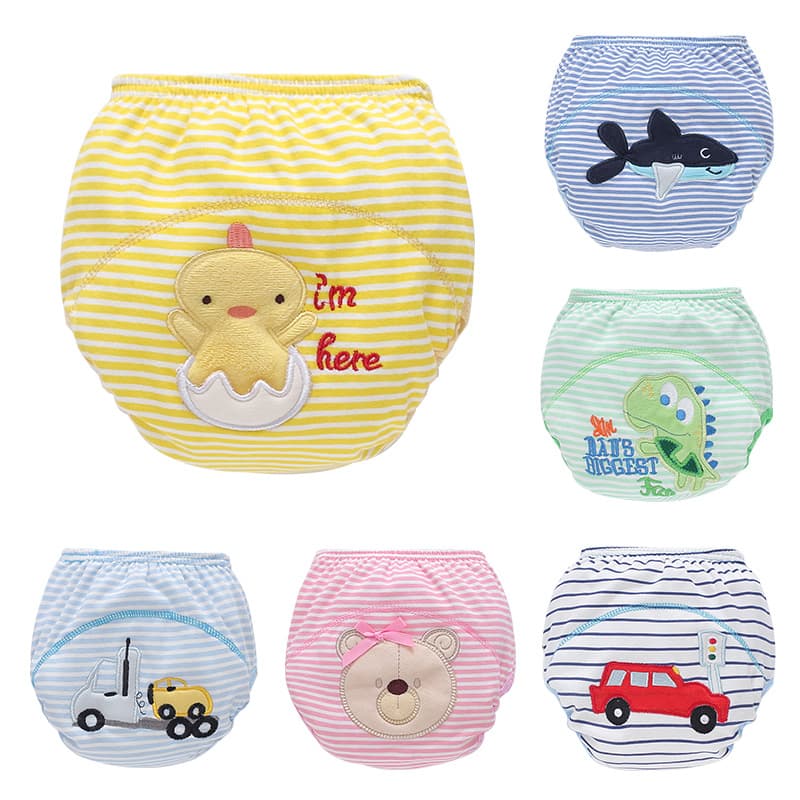Three-Layer Training Pants Embroidery Style Pull-Up Cloth Diaper Diaper Pants Cotton Class A