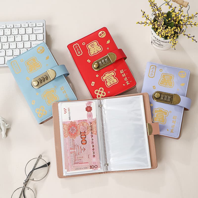 Combination Lock Cash Storage Notebook A6 Cash Password Book Money Organizer Large Capacity Money Saving Folder Premium Journal