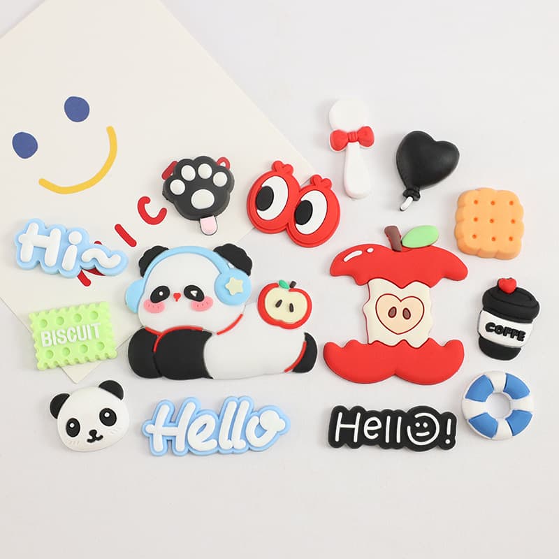 Music Panda Ins Style Running Panda Apple Core Winter Stuffed Slippers iPad Protective Cover Refrigerator DIY Patch