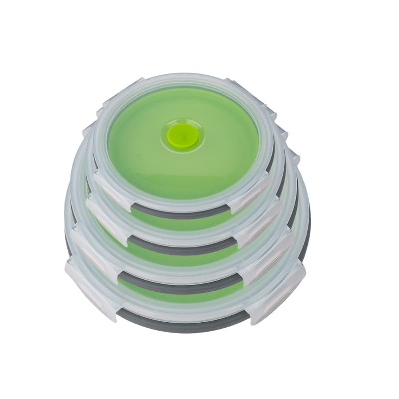Round Silicone Bowl Silicone Lunch Box Portable Foldable Meal Box Bento Box Plastic Fridge Lunch Box Storage Box