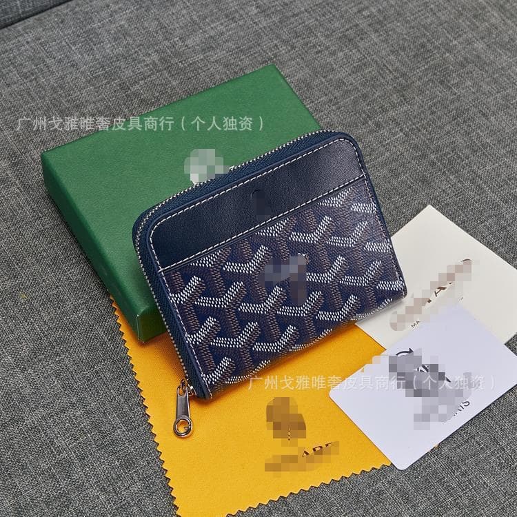 Cross-border bestseller zipper wallet, houndstooth short Goyard-style wallet, multifunctional card holder, coin purse, stylish zipper design