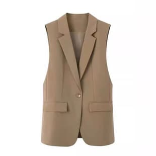 Women's Spring and Autumn Vest Blazer Outerwear 2023 New Side Slit Style Vest Jacket
