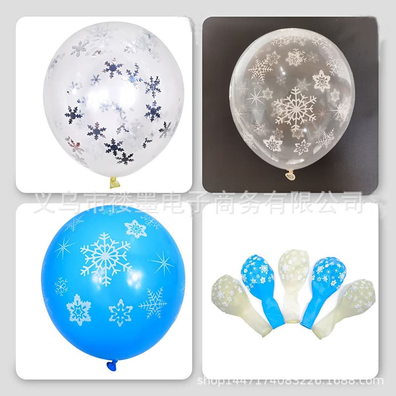New 12-inch 2.8g Snowflake Latex Balloon Christmas Snowflake Decorative Balloon Toy Balloon