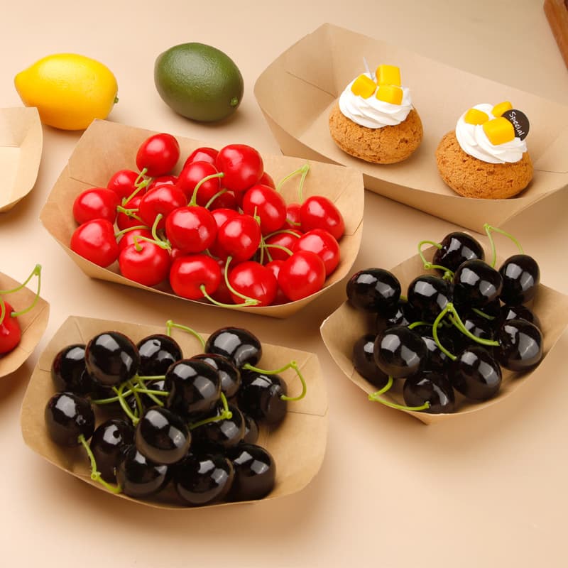 Disposable Kraft Paper Boat Box Takeout Box French Fries Fried Chicken Snack Disposable Open-Mouth Box Street Stall Roasted Sweet Potato Skin Tray