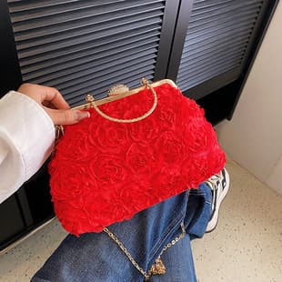 Cross-border Women's Bag 2026 New European and American Fashion Lace Flower Evening Bag Chic Versatile Chain Single Shoulder Shell Bag