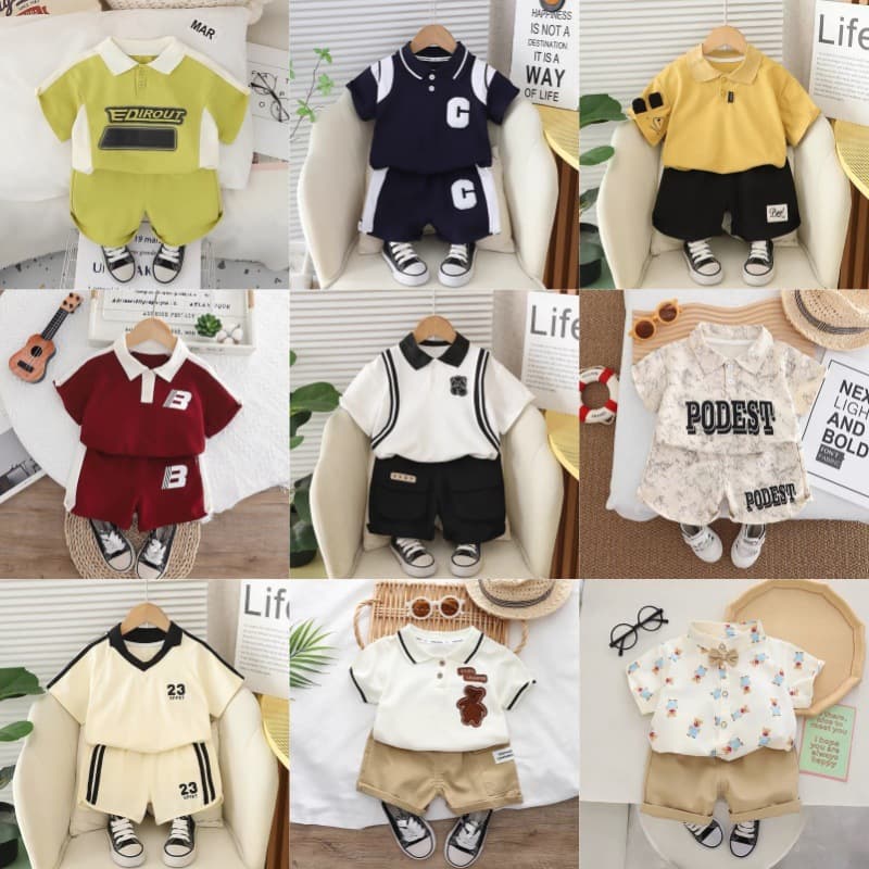2026 summer foreign trade new style boys short-sleeved suit male baby casual shorts two-piece set children's clothing direct supply