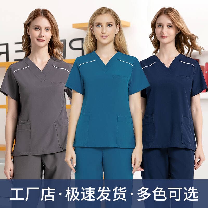 Scrub Top Women Quick-Dry Summer Thin, Medical Staff Dentist Oral Scrub Shirt, Surgical Top Men Workwear Short Sleeve