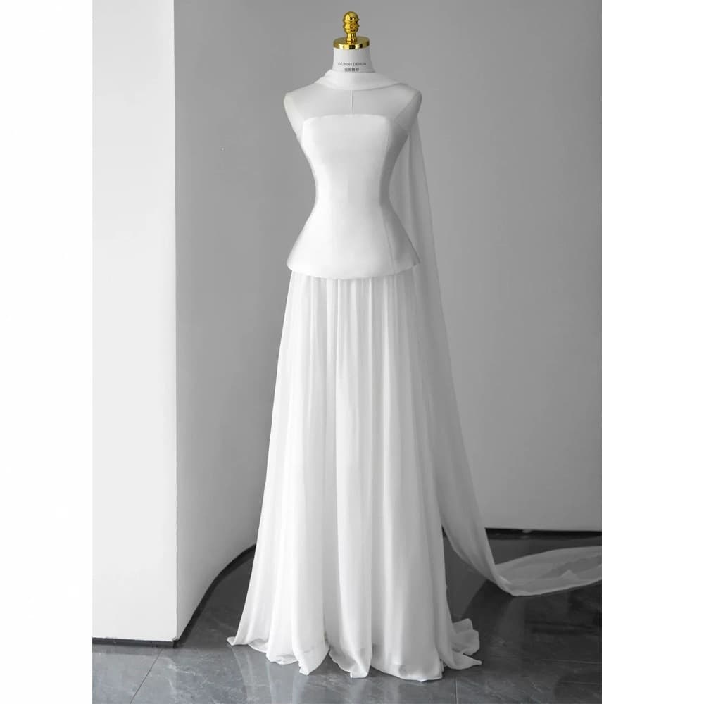French tube top light wedding dress 2026 new bride forest style super fairy dressing gown simple welcome outing veil dress skirt