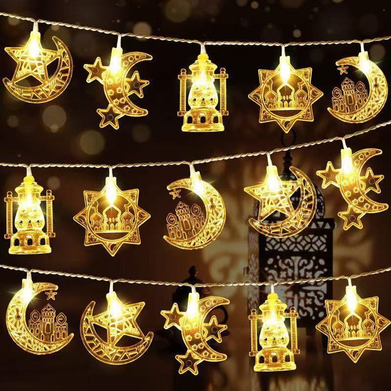 Cross-border Eid LED Moon Castle Decorative String Lights Moon Star Arabic Festival Atmosphere Twinkle Lights