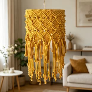 Custom Bohemian Cotton Rope Woven Lampshade for B&B Bedroom Pendant Light Fringed Shade Custom Design
