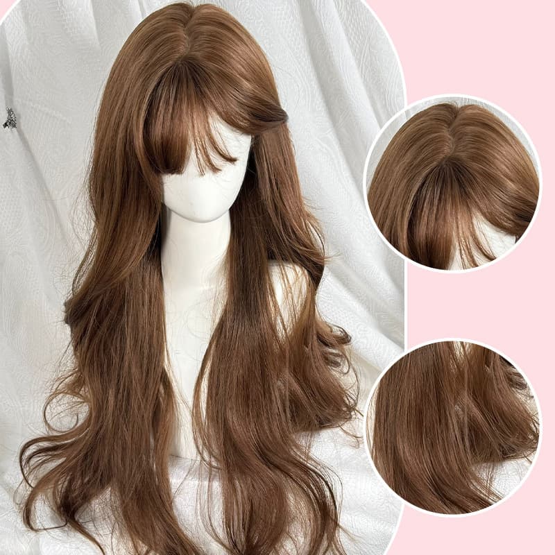 Wig Lolita Wig Air Bangs Long Curly Hair Internet Celebrity Same Style Cute Fashion Wig Women's Full Head Cover Style