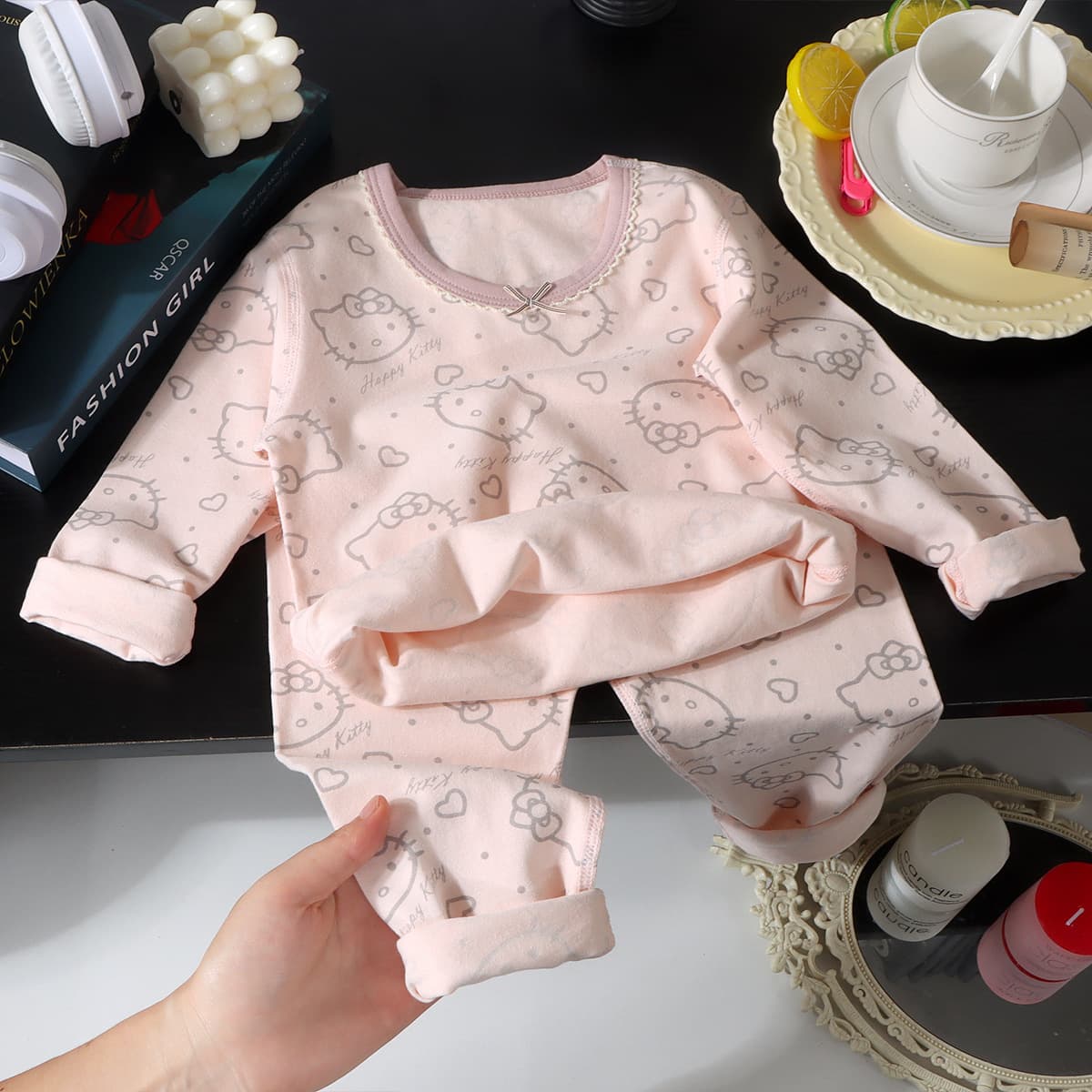 Girls' Pajamas Children's Cotton Seamless Thermal Underwear Set Loungewear Baby Girl Spring Autumn Cartoon Set Kids Clothing Wholesale