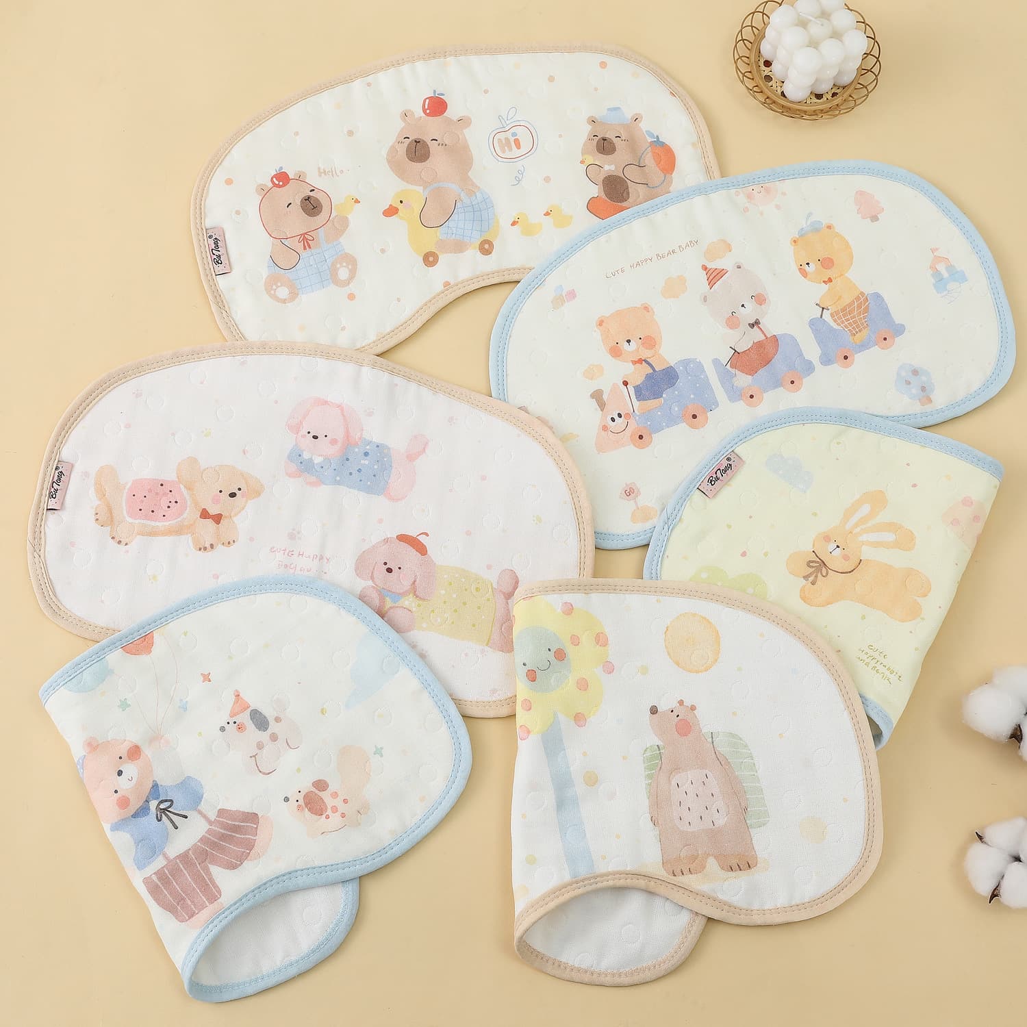 12 layers of gauze new baby cloud pillow flat pillow cartoon cute head pillow baby pillow towel baby pillow shoulder pad