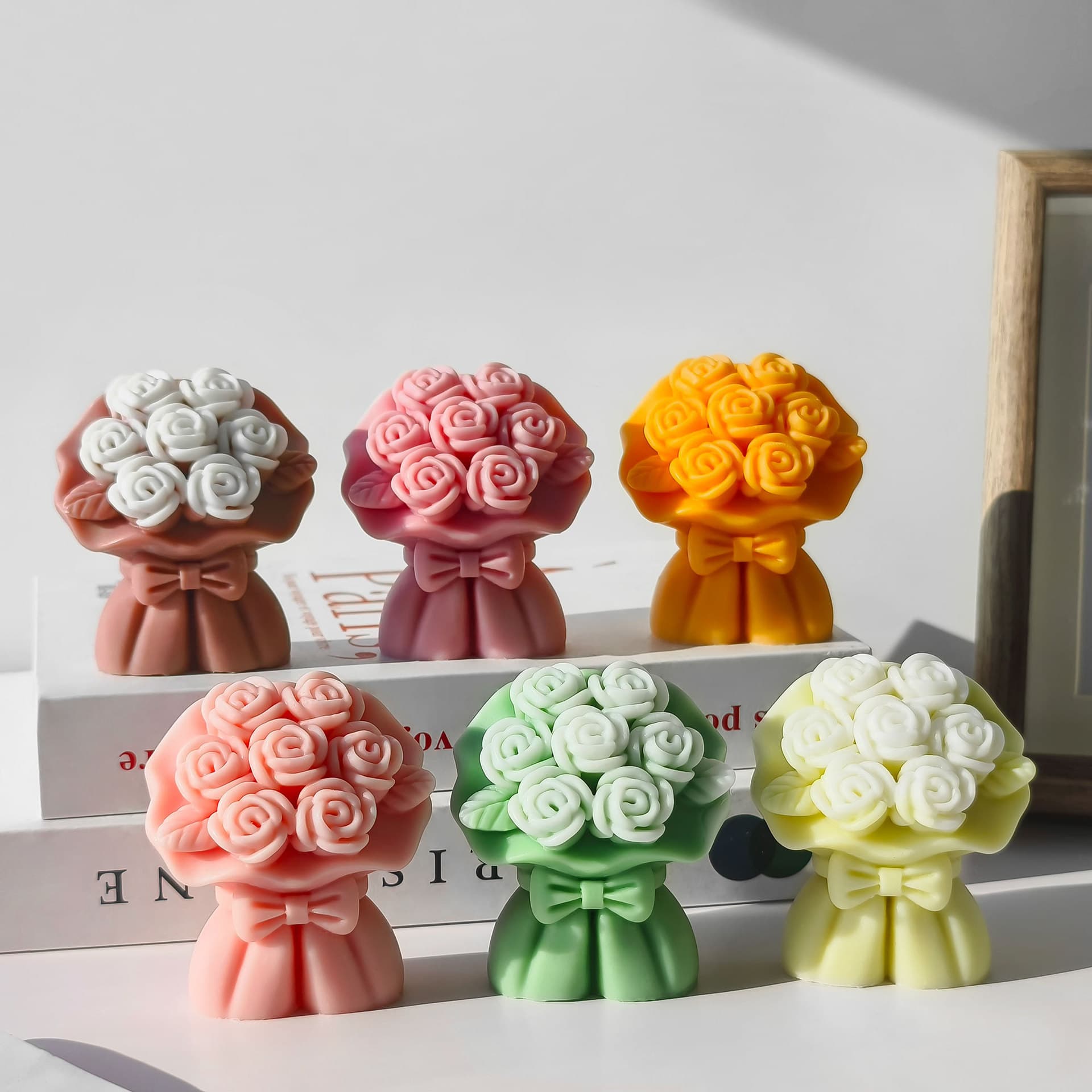 Rose Bouquet Plaster Ornament Candle Mold DIY 3D Flower Scented Plaster Silicone Mold