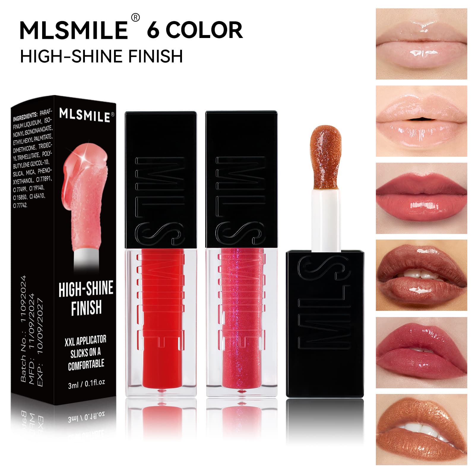 Cross-border special supply of embossed mirror fine glitter lip glaze, moisturizing and moisturizing lip gloss, large brush head, not easy to fade liquid lipstick