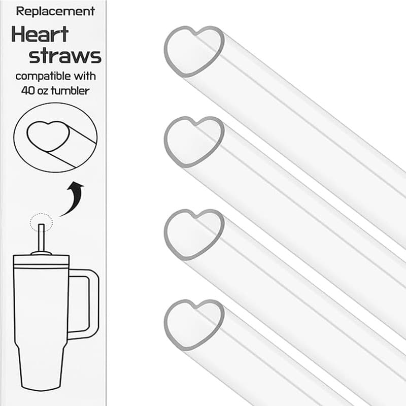 Tritan heart-shaped straws, transparent and colorful, Stanley 40oz heart-shaped straws, Tritan straws.