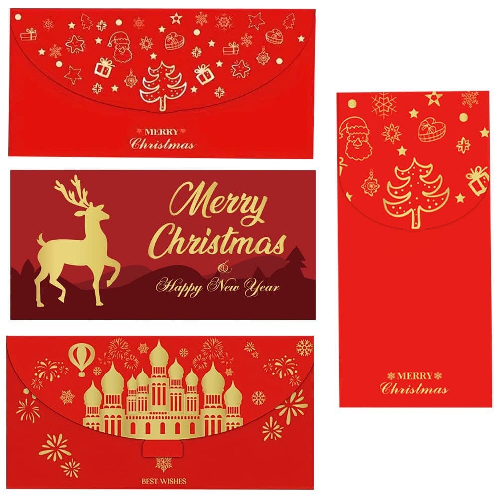 Christmas red envelopes, Christmas season new product ready-to-ship Chrismats red envelopes, gold foil gift bags, snap-button red envelopes.