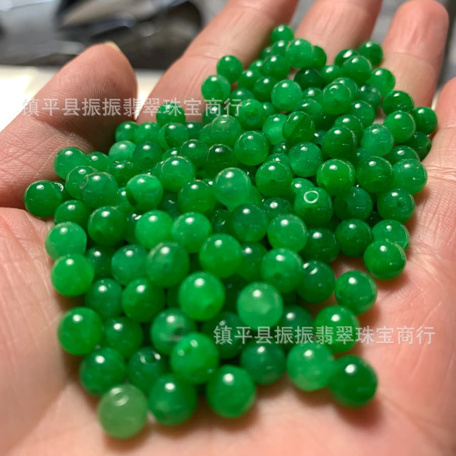 6mm Dry Green Jadeite Round Loose Beads, Dry Green Iron Dragon, DIY Jewelry Accessories, Jade Buddha Beads, Bracelet Necklace Parts