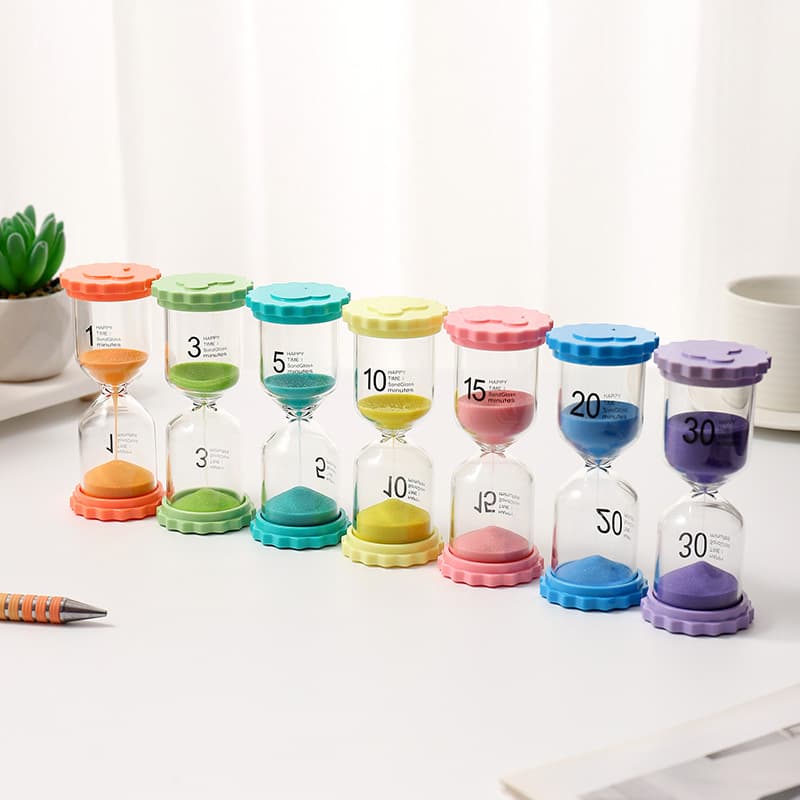 Macaron Glass Timer Hourglass Ornament 1/3/5/10/15/30 Minutes Timer Learning Management Tool Wholesale