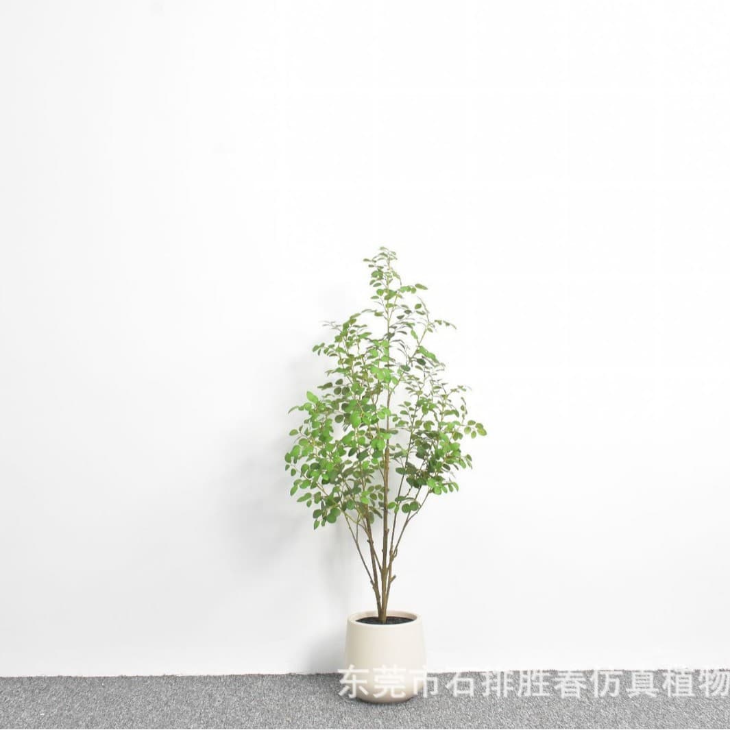 Green Loropetalum Artificial Plant Potted Fake Tree Money Tree Store Living Room Decoration Fake Flower Plastic Flower Eucalyptus Leaves