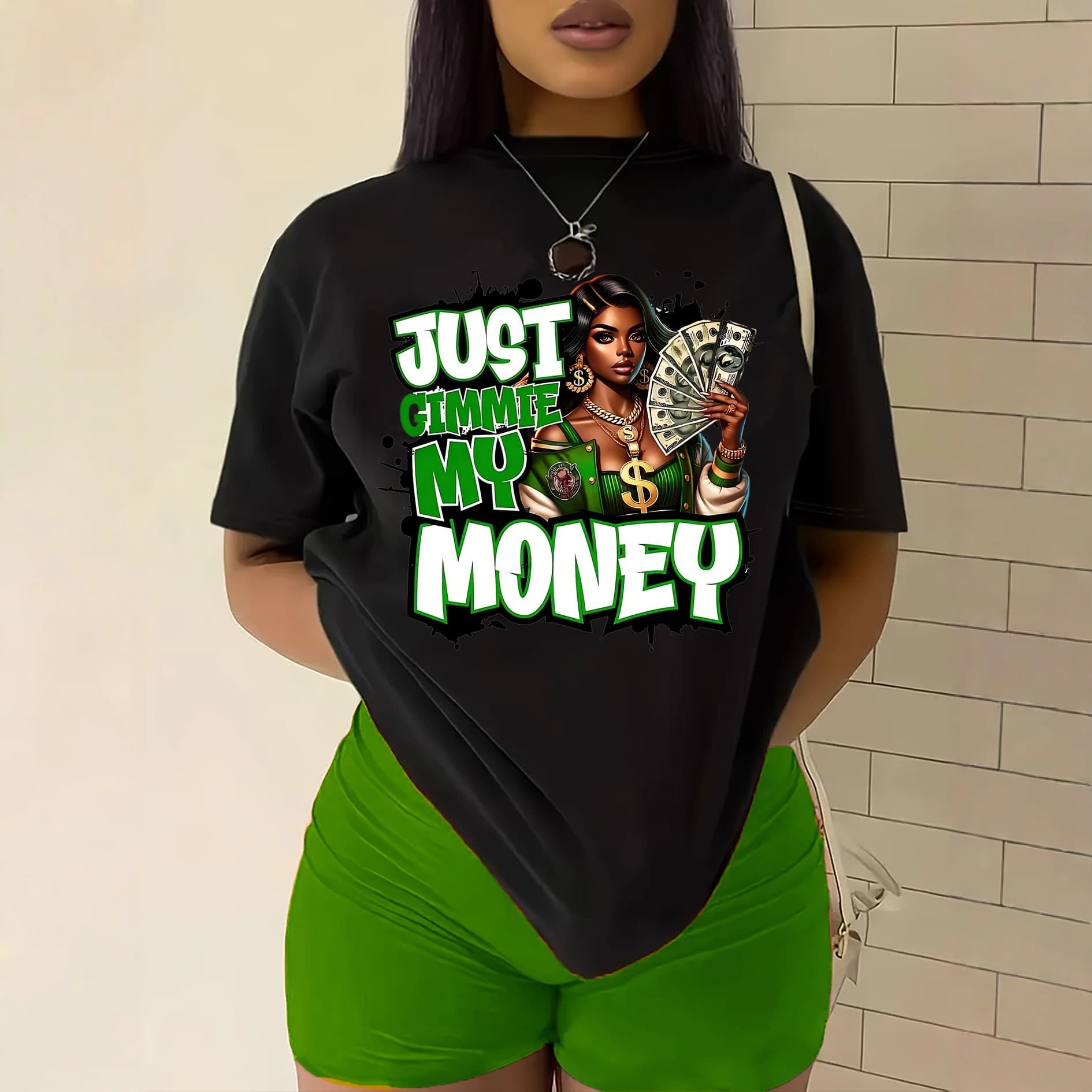eBay AliExpress Women's "Just Gimme My Money" Graphic T-Shirt - Casual Short Sleeve Crew Neck