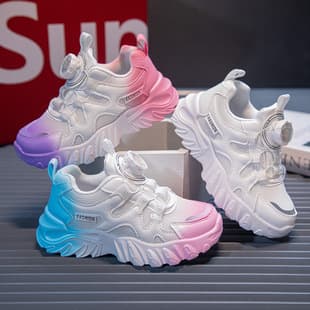 Children's Sports Shoes Girls' Dad Sneakers Spring/Autumn New Ins Breathable Girls' Mesh Shoes Versatile Soft Sole White Shoes
