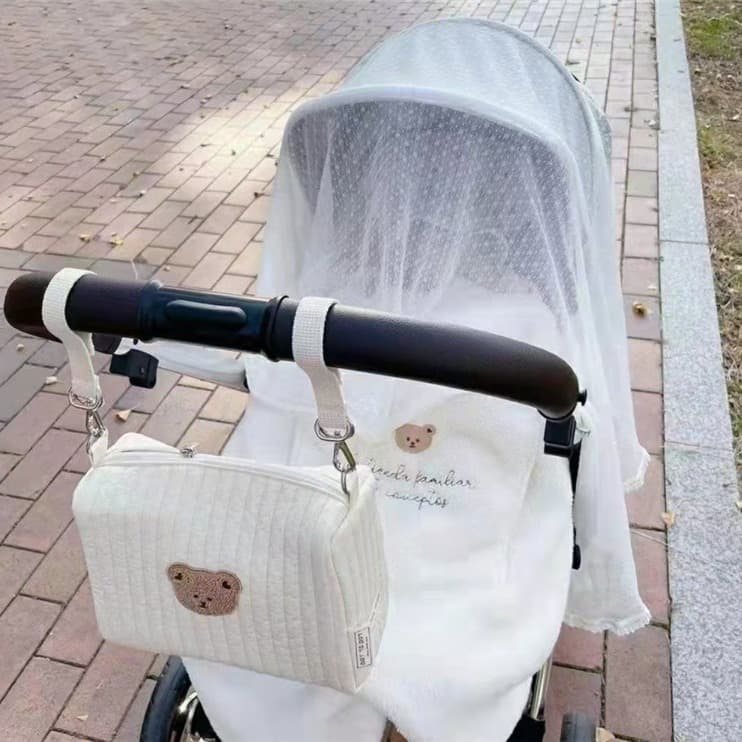 Korean Dotto Stroller Hanging Bag Multifunctional Bear Mom Bag Baby Stroller Accessory Storage Pouch