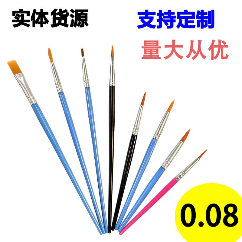 Plastic Handle Paint by Numbers Brush Nylon Liner Brush Kids Flat Brush Bristle Brush for Plaster Ceramic Pigment Acrylic Paint Brush