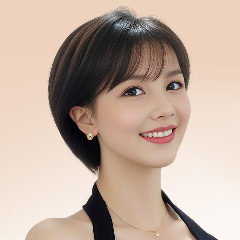 Women's Full Wig Summer Thin Short Ear-Covering Bob Natural Age-Reducing Real Human Hair Wig