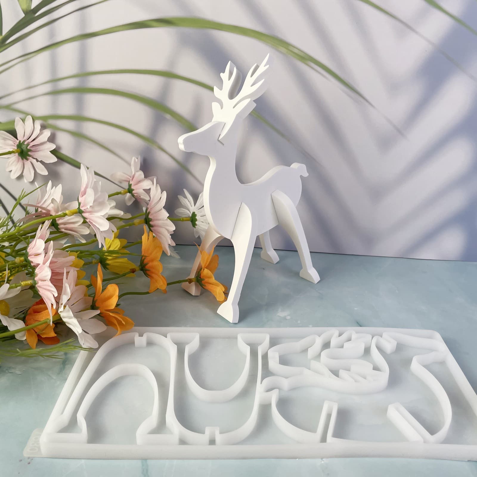 Christmas Reindeer Figurine Plaster Mold DIY Assembly Desktop Decoration Plaster Mold