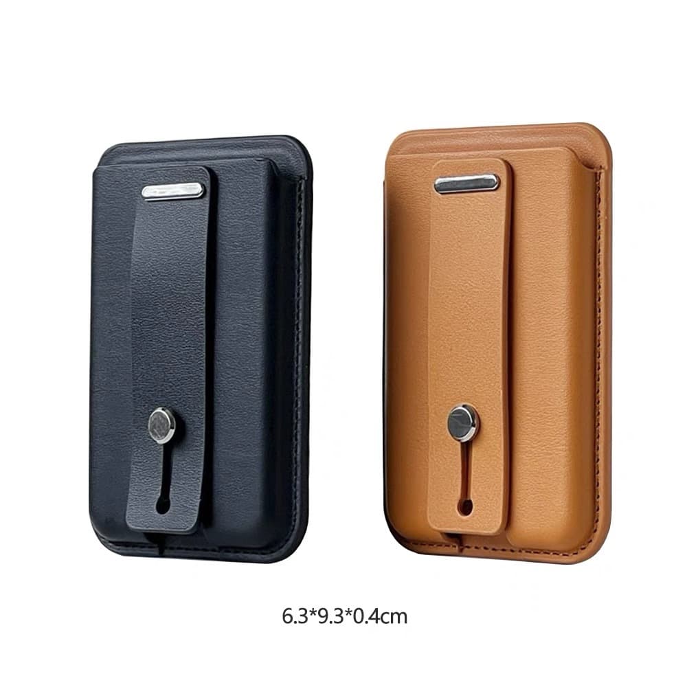 Strong magnetic leather magnetic card holder ring stand for iPhone, suitable for factory export, available with custom logo.