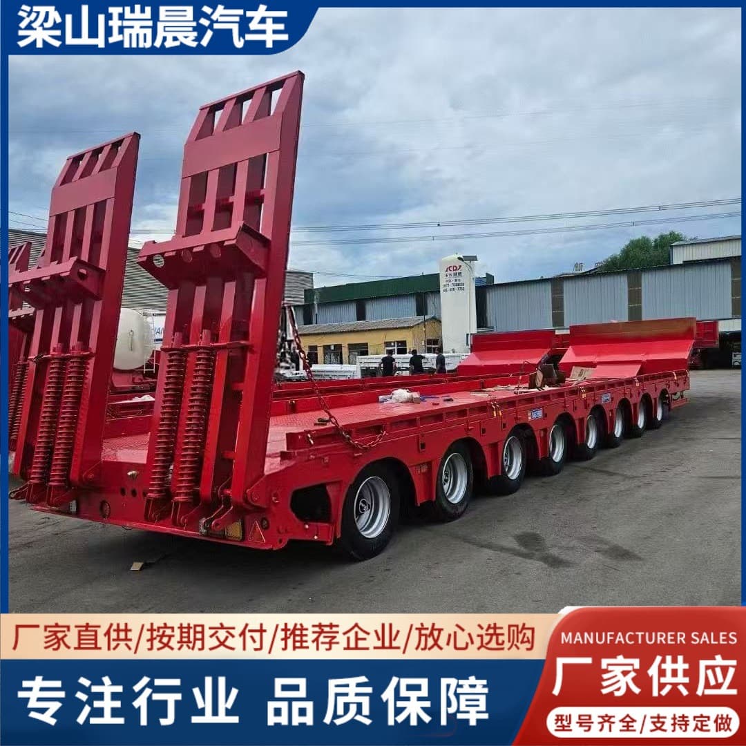 Extendable low-bed semi-trailer price, heavy engineering machinery transport flatbed semi-trailer, cross-border export six