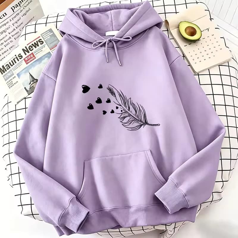 Retro Heart and Leaf Casual Hoodie Sweatshirt Unisex Fashion Clothing Hooded Casual Y2K Sportswear